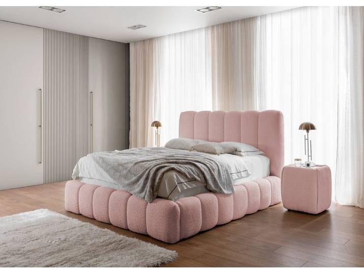 yourhouse24 Polsterbett CANDE in Bouclé mit Bettkasten & Lattenrost – Wolkenbett, Luxus Wolkenbett mit Bettkasten & Lattenrost