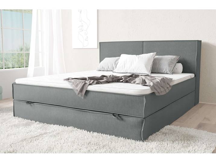 Samson Boxspringbett 120x200 cm Strukturstoff INARI Hellgrau Bonnel-Federung