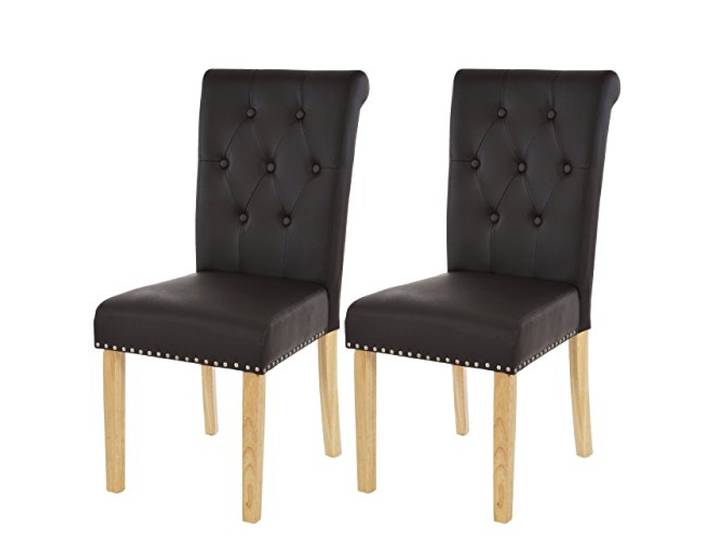 Mendler 2er-Set Stuhl Chesterfield II - Kunstleder, Coffee, helle Beine Esszimmerstuhl, Küchenstuhl, Nieten