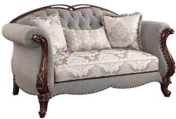 CDecor Daphne Cherry and Grey Button-Tufted Loveseat