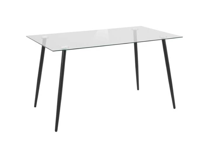 Danny Esstisch Glas Transparent, 140 x 80 x 75 cm, moderner Esstisch mit Glasplatte und schwarzen Metallbeinen, rechteckiger Esszimmertisch für Küche und Esszimmer