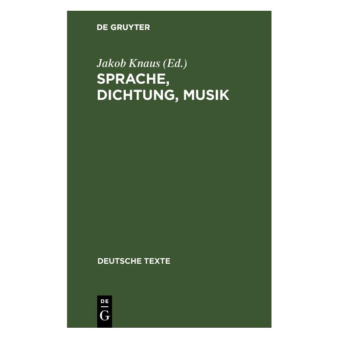 De Gruyter Sprache, Dichtung, Musik (Deutsch, Hardcover) (67827577)