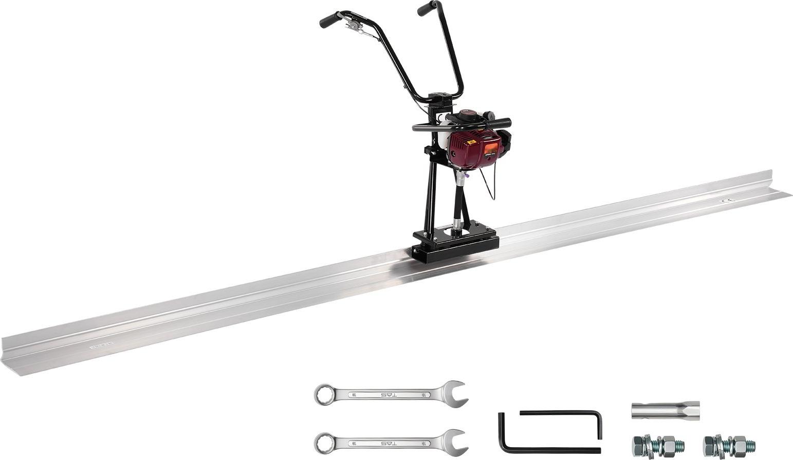 Vibrationsbohle Rüttelbohle - Betonabzieher 1,2 m - Viertakt-Motor - Drehzahl 6500 U/min - Aluminium - Höhenverstellbare Griffe - Hohe Effizienz