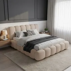 Juskys Polsterbett Catania - Bubble Design mit Bouclé & gepolstert - 180 x 200 cm - Beige