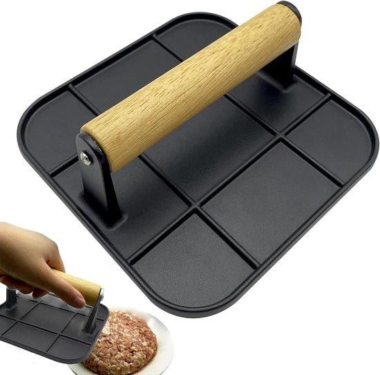 Burgerpers Zwart - Vleesstamper voor het maken van gelijkmatige hamburgers - 16,5 cm