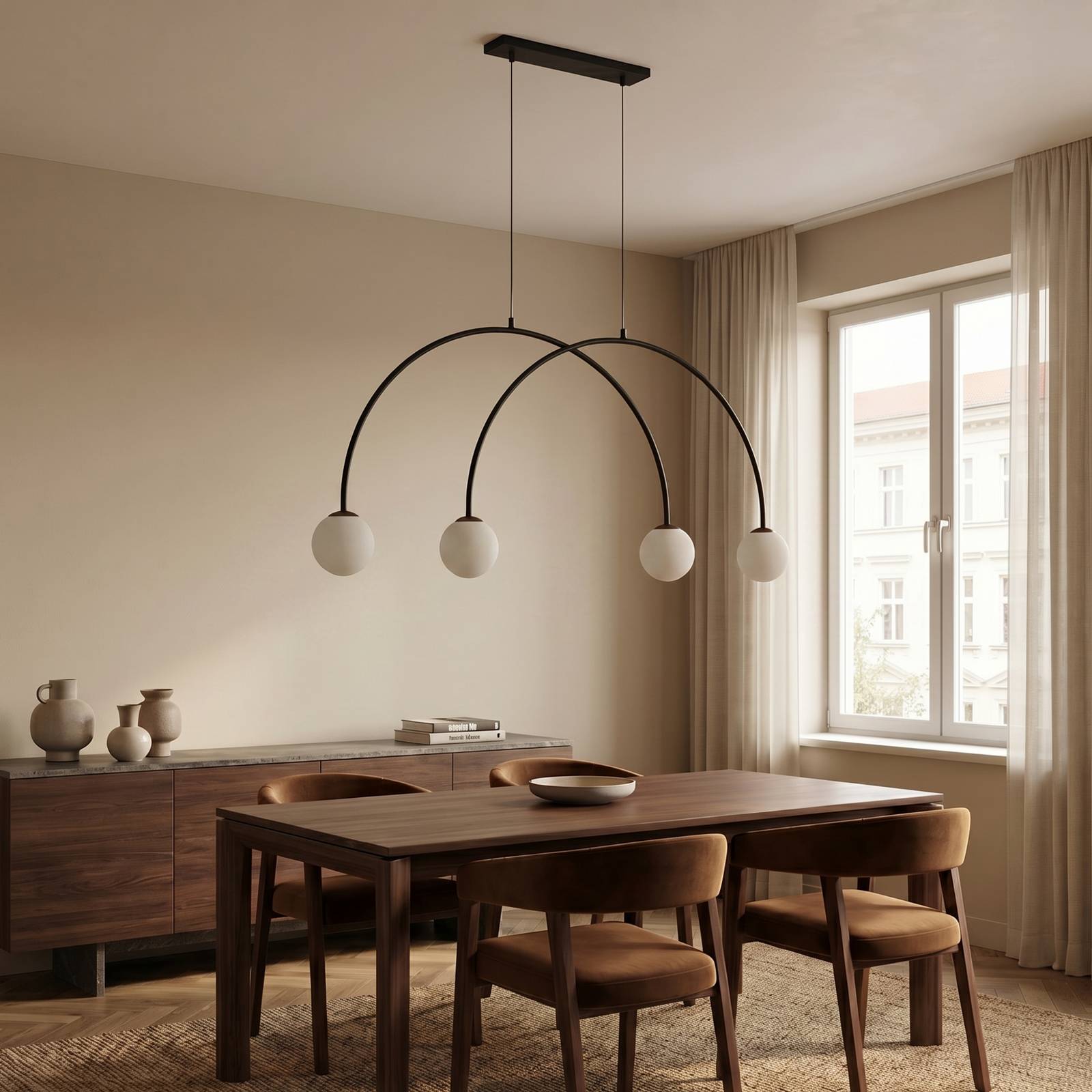 Hängelampe Alison ALDEX, dimmbar, schwarz, für Wohn- / Esszimmer, Metall, Modern, Pendelleuchte