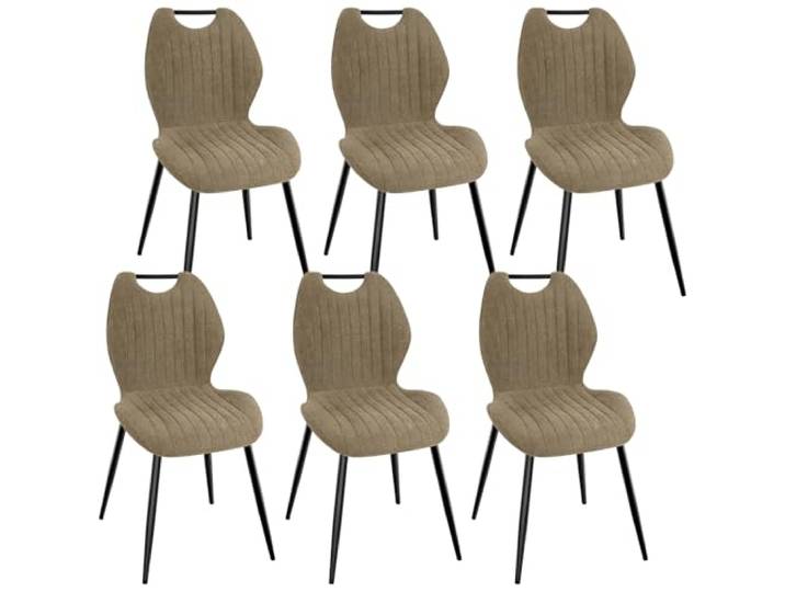 WAFTING Esszimmerstühle 6er Set, Gepolsterter Stuhl aus Stoff, Braun Hohe Rückenlehne, Schwarz Lackierte Metallfüße, für Esszimmer, Schlafzimmer und Empfang
