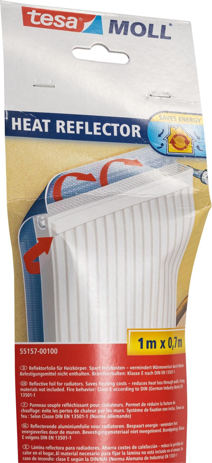 tesa MOLL Reflecterende folie voor verwarmingselementen, Zilver, 100 x 70 cm