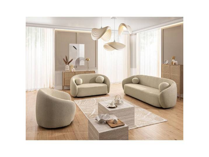 Flore - Fauteuil en tissu bouclette - Taupe