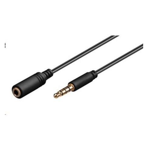 PremiumCord Kabel Jack 3,5mm 4 pinový M/F 3m pro Apple iPhone, iPad, iPod (3 m, AUX Kabel) (kjack4mf3)