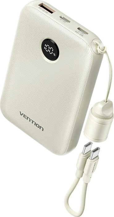 Vention 10000mAh Power Bank (USB-C + USB-C/USB-C/USB-A) 22.5W Beige (CCC certified)