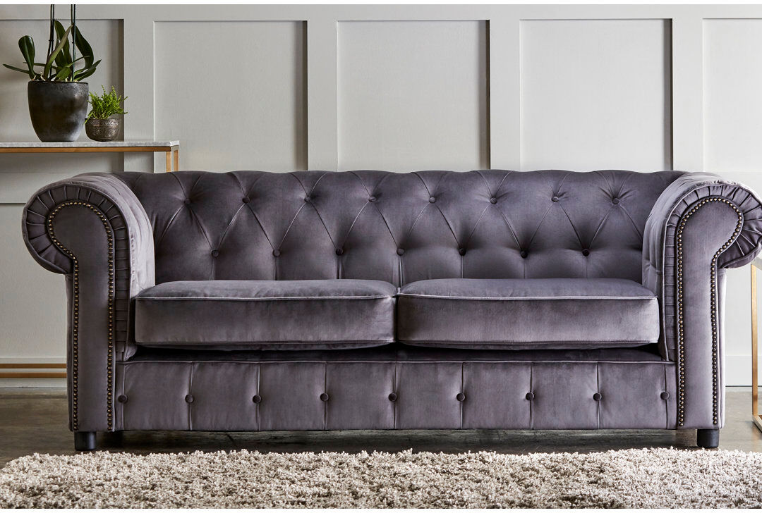 Etta Avenue Aaron Velvet Sofa Silver 3