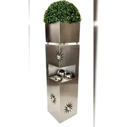 DELUKE Pflanzsäule GRAZ Silber Edelstahl Pflanzkübel hoch Blumenkübel Pflanzkasten