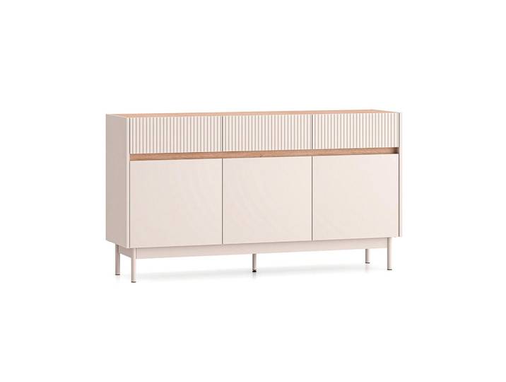 Petits-meubles Sideboard Connie Kaschmir und Holz, Holzwerkstoff, 3 Schubladen, 153.2x84.4x40 cm, Kleinmöbel, Kommoden, Sideboards