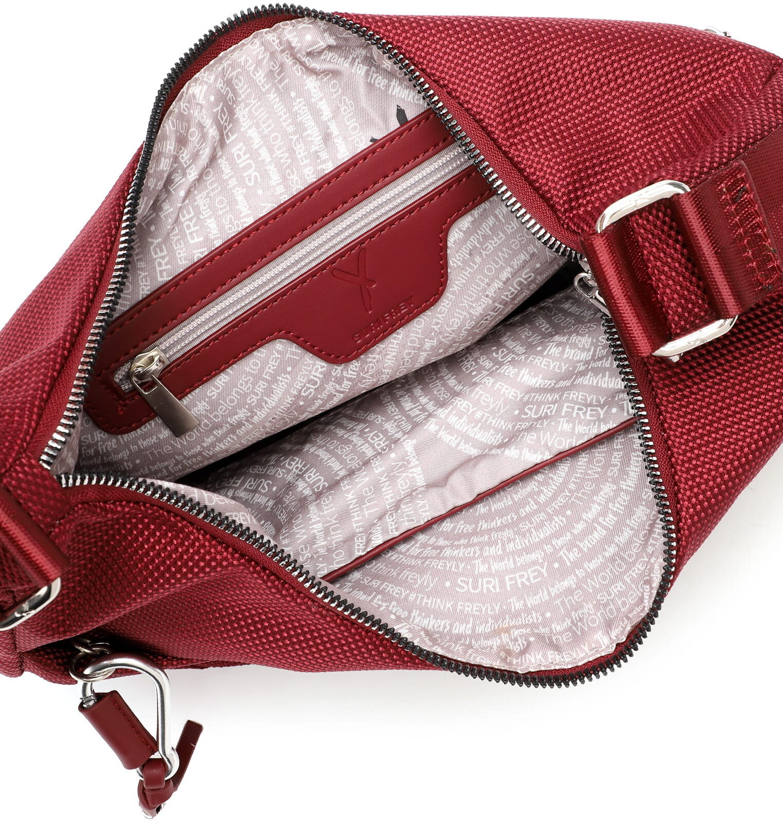 Beuteltasche SURI FREY "Beutel SFY SURI Sports Marry", Damen, Gr. B/H/T: 38cm x 27cm x 12cm, rot (schwarzwine 643), Polyester, Taschen Beuteltasche