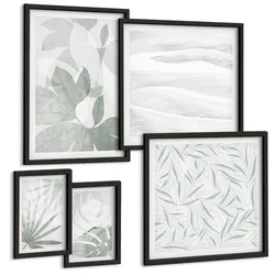 BILDER SET 5er Set - 50x50 cm & 20x30 cm & 40x60 cm Schwarzer Rahmen - Meeresarchitektur Griechenlands