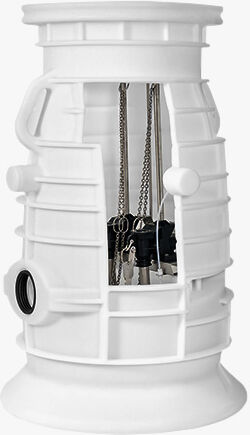 Pompe Jung Pumpen Pks, arbre en plastique JP47345 B 800 D32, station de pompage double, étanche à la flottabilité, PE, blanc