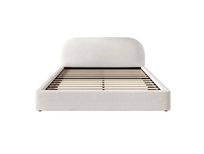 Lit rembourré beige bouclé 180x200 cm