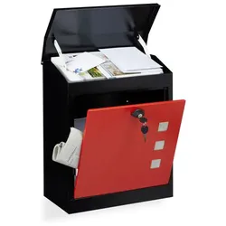 Relaxdays Briefkasten groß Rot,Schwarz