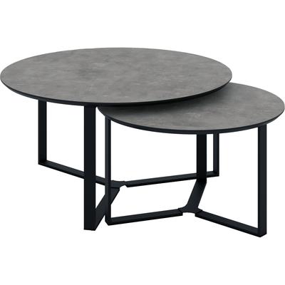 Couchtisch HELA "MASSA", grau (betonoptik dunkel, schwarz, schwarz, betonoptik dunkel), Betonoptik dunkel/Schwarz, Tische, Couchtisch, 2er Set, Gestell rechteckig, Melamin mit Schweizer Kante
