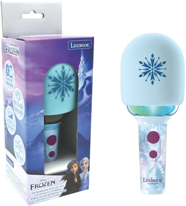 Lexibook Disney Frozen Bluetooth Wireless Karaoke Microphone for Kids with Built-in Speaker and Colourful Light Effects