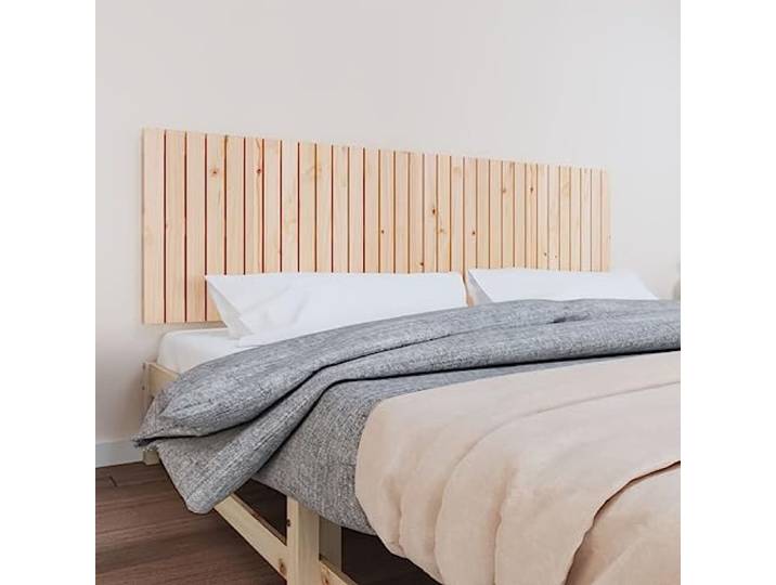 Holzbett Kopfteil aus massivem Kiefernholz, Wand montiert, 204x3x60 cm, bietet hervorragende Rückenstütze beim Lesen oder Fernsehen, ideal für
