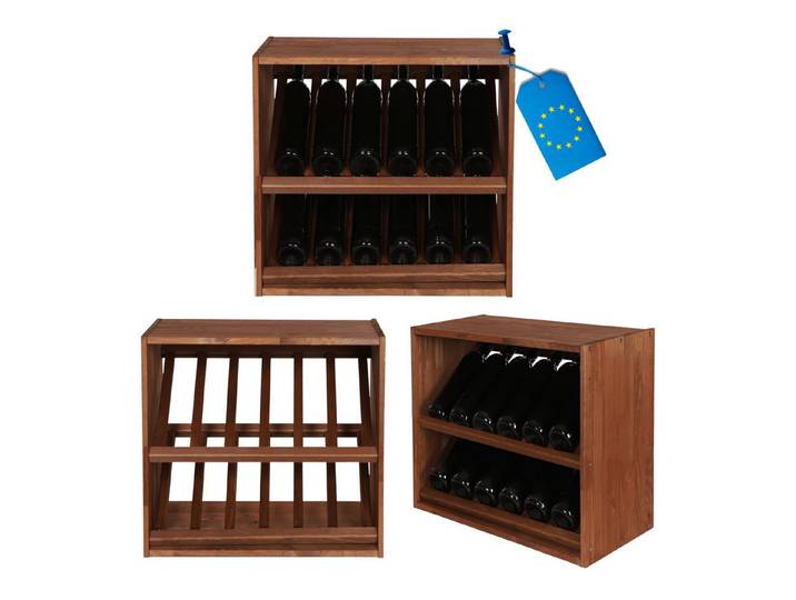 Modo24 Weinregal Modulares System RW61, Flaschenregal Massivholz, Kellerregal, Weinständer, Stapelbar, Weinschrank, für Küche & Vorratsraum, 3 Farben