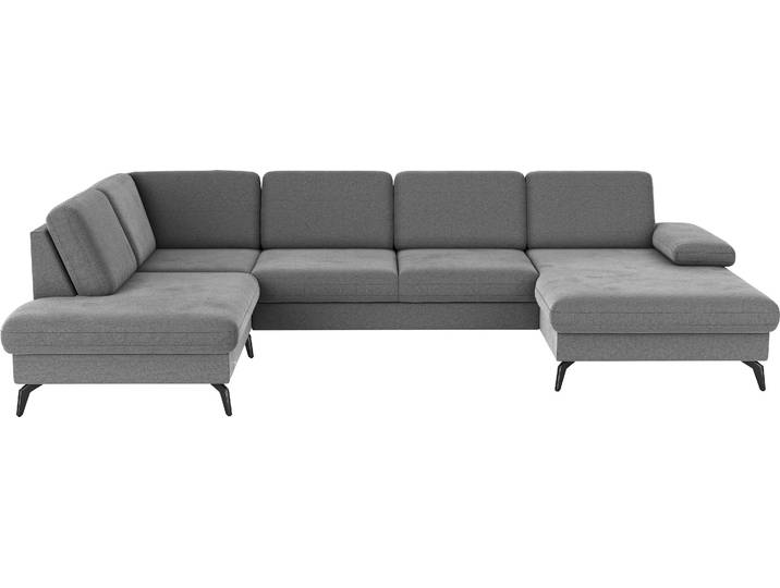 Wohnlandschaft, 335x212 cm, Polyester, Grau, Mit Armteilverstellung & Bettkasten, Modern, Sit&More