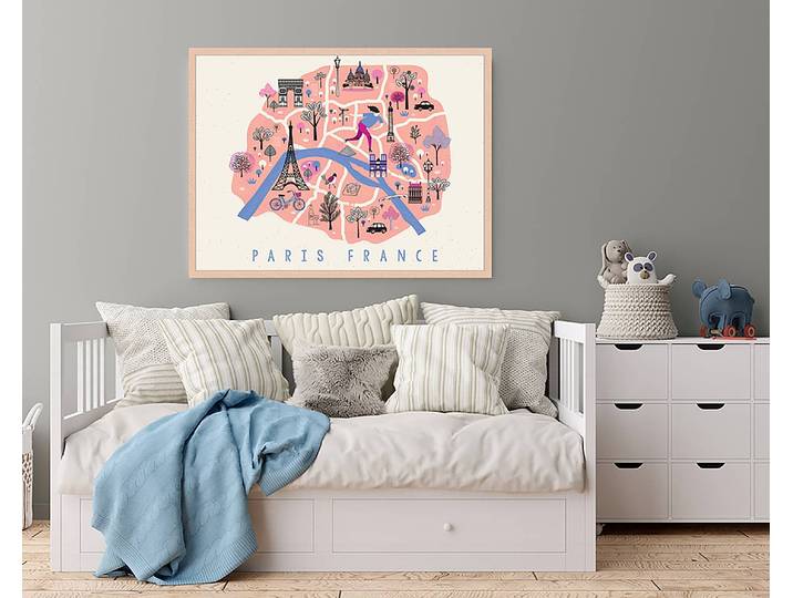 Bild Paris Cute Map 63 x 83cm Multicolor