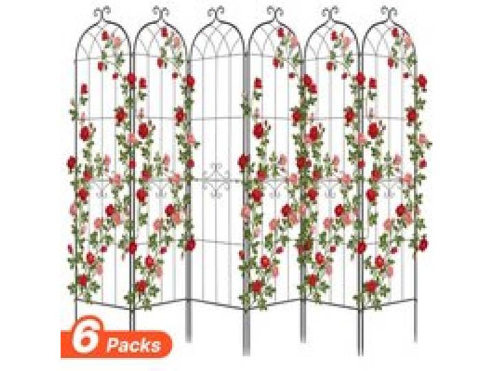 VEVOR Rankgitter, 220x52,5 cm 6er-Pack, Metall Rankhilfe mit Pulverbeschichteter Oberfläche & Verriegelungsmechanismus, Kletterhilfe, Garten Spalier, Pflanzengitter für Blumen, Gemüse & Rosen