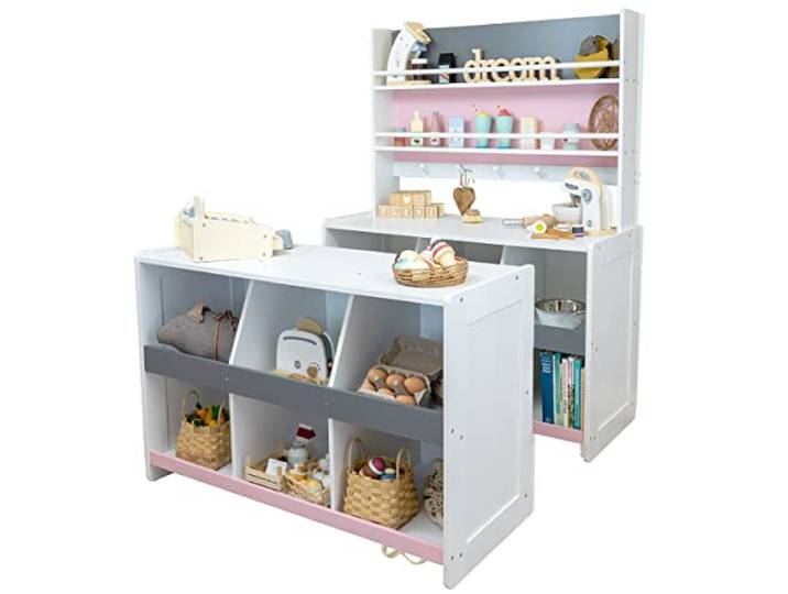 Meppi Kaufladen Flexi Weiss/grau/rosa - Kinderkaufladen aus Holz