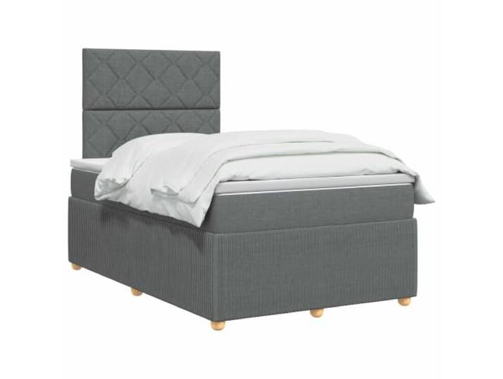 vidaXL LED Boxspringbett mit Matratze Dunkelgrau 120 x 190 cm Stoff LED-Beleuchtung für modernen Charme, Verstellhöhe des Kopfteil, Taschenfederkernmatratze für Anpassung