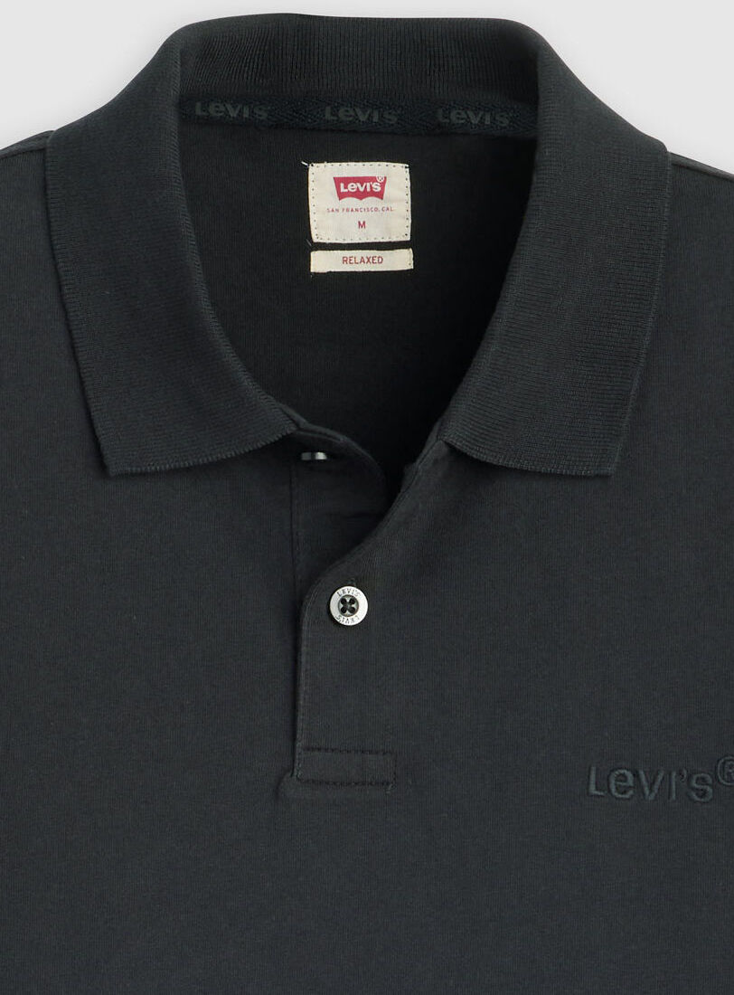 Poloshirt LEVI'S, Herren, Gr. XXL, schwarz (caviar), Piqué, Obermaterial: 100% Baumwolle, unifarben, regular fit hüftbedeckend, Rundhals, Shirts Poloshirt, mit Logo-Stickerei caviar XXL