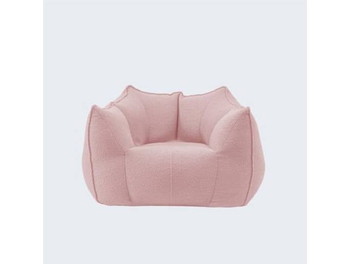 Vakuumkomprimiertes Lazy Sofa, Einzel-Doppel-Wohnzimmer aus Stoff-Teddyfleece, Schaumstoffperlen, rahmenlos vakuumkomprimiert, Einzel-Doppelbett 80x80x35(Pink,Single)