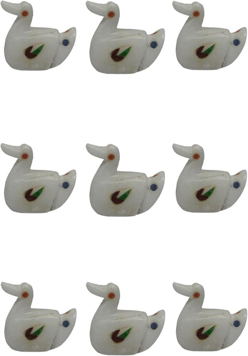 Set van 9 handgemaakte zwarte marmeren miniatuur eendjes voor decoratie op tafel