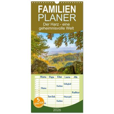 Familienplaner 2026 - Der Harz - eine geheimnisvolle Welt mit 5 Spalten (Wandkalender, 21 x 45 cm) CALVENDO