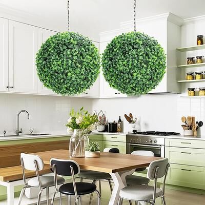 YUN "15"" Artificial Boxwood Topiary Ball, Faux Greenery for Outdoor Home Decor"