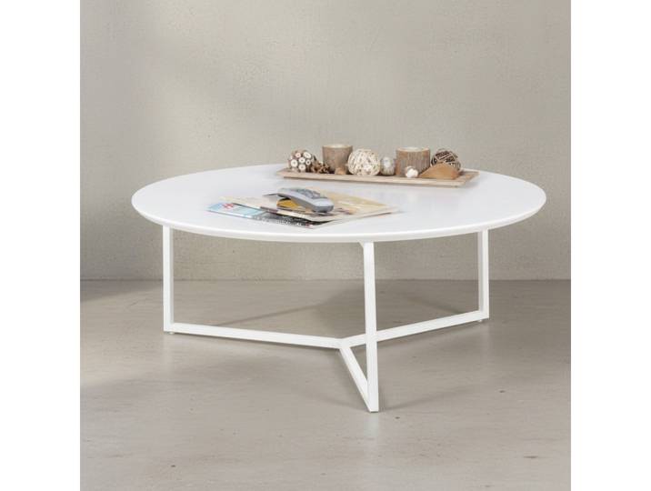KADIMA DESIGN Couchtisch MDF-Holz Kaffeetisch in Weiß mit Metallbeinen, zeitloses Design