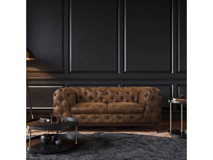 2-Sitzer Sofa Braun Microfaser Goda 185 x 75 x 100cm Glamour