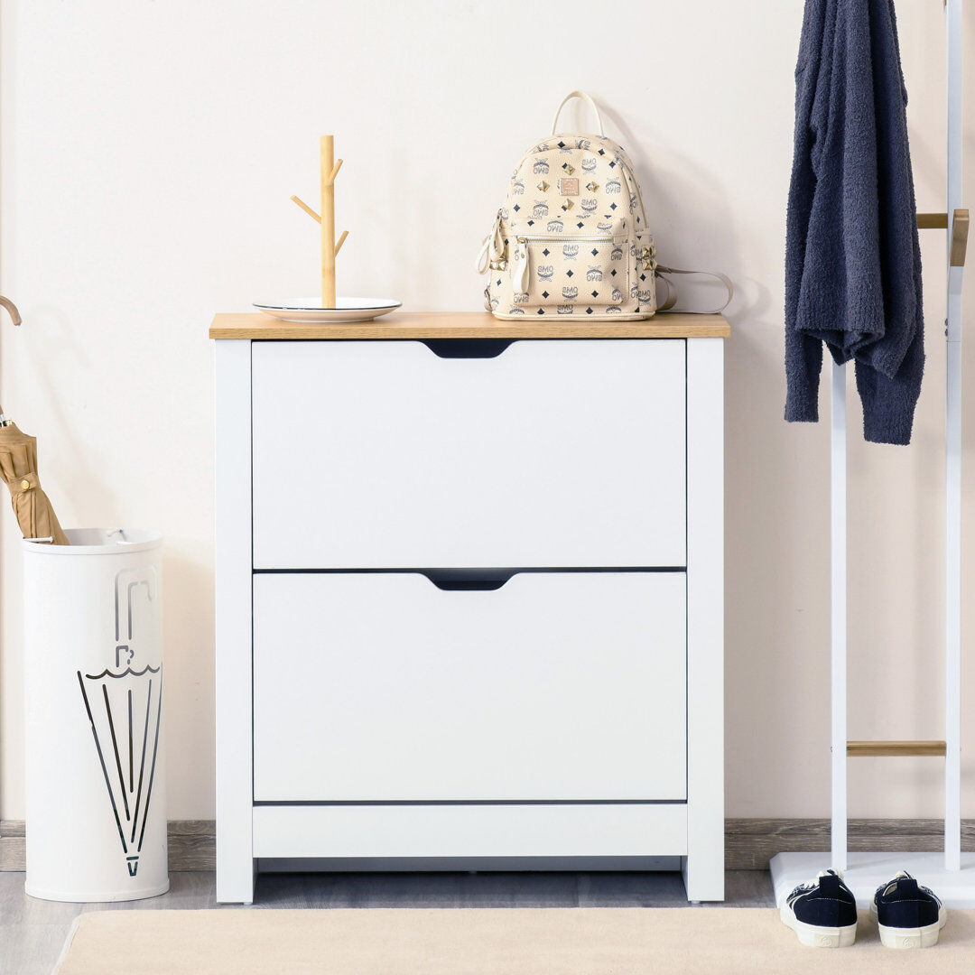 Brayden Studio Csair 12 Pair Flip Down Shoe Storage White 12