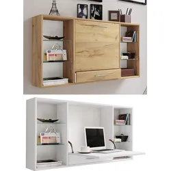 VCM Holz Hänge Schreibtisch Wandschreibtisch Computertisch Schublade Teala
