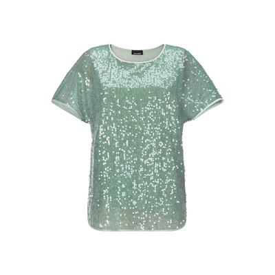 Satinbluse GOLDNER "Kurzgröße Schlupfbluse in schimmerndem Design", Damen, Gr. 25, grün (salbei), Obermaterial: 100% Polyester PES., Blusen, figurschmeichelnder Schnitt