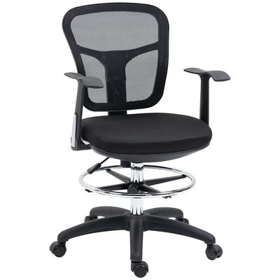 OKWISH Bürostuhl ergonomisch 59x59x115 cm mit Fußstütze und klappbaren Armlehnen Mesh Schwarz höhenverstellbar drehbar für Büro Homeoffice