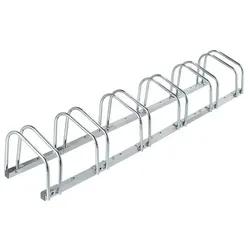 relaxdays Fahrradständer Boden für 6 Fahrräder bis 6 cm Reifenbreite silber