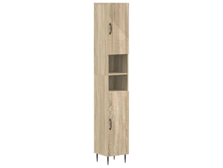 PUGYNBK HAARLEM 3-teiliges Badezimmerschrank-Set Behandeltes Holz, wendbare Türen, kompaktes Design, offenes Regal, einfache Reinigung