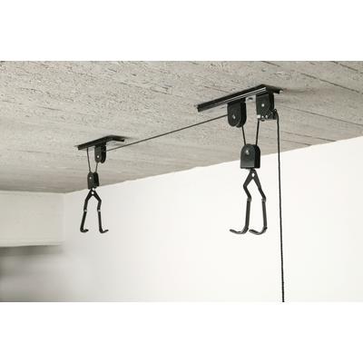 Fahrradhalter FISCHER FAHRRAD "Fahrradlift PLUS, Tragkraft bis 30 kg", schwarz, Fahrradhalterungen, B/H/L: 26cm x 10cm x 13,5cm, Aluminium, B:26cm H:10cm L:13,5cm