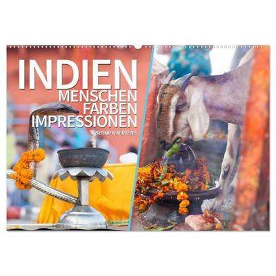 INDIEN Menschen Farben Impressionen (Wandkalender 2027 DIN A2 quer), CALVENDO Monatskalender