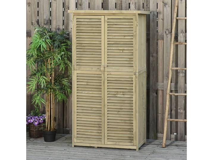 Outsunny Armoire Jardin Outils Bois Pin Étanche 87x47x160cm