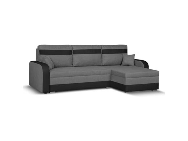 SENTO TRADE Ecksofa mit Schlaffunktion, Bettkasten, L-Form Eckcouch, Schlafsofa, Bonellfederkern, CONDI (hellgrau-schwarz)