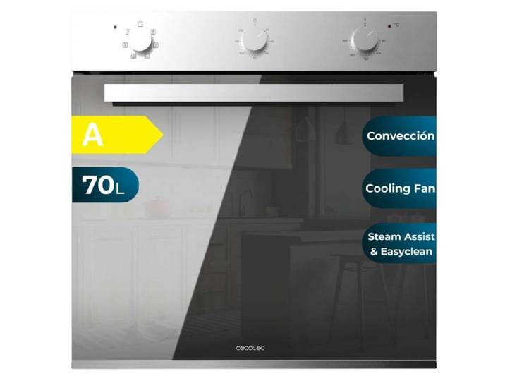 Four encastrable multifonction Cecotec Bolero Hexa M236000 Mirror Time\, 70 litres. 2800W\, 6 fonctions\, minuterie\, base vapeur XXL